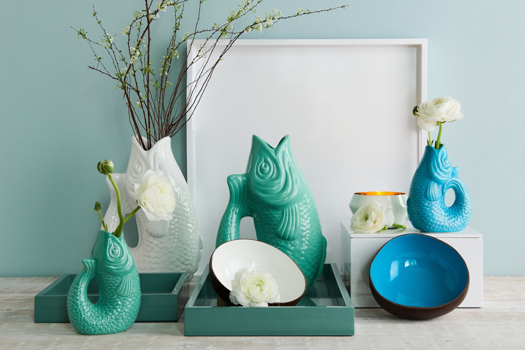 Giftcompany Monsieur Carafon Vase / Karaffe Fisch S grau 1,2l - Produktbild 2