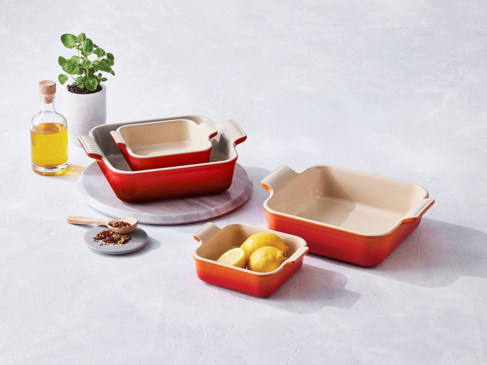 Le Creuset Auflaufform Tradition quadratisch kirschrot 2tlg - Produktbild 3