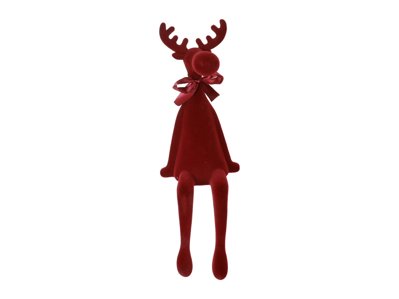 Decostar Rentier sitzend Velvet Adrian XL rot 84cm