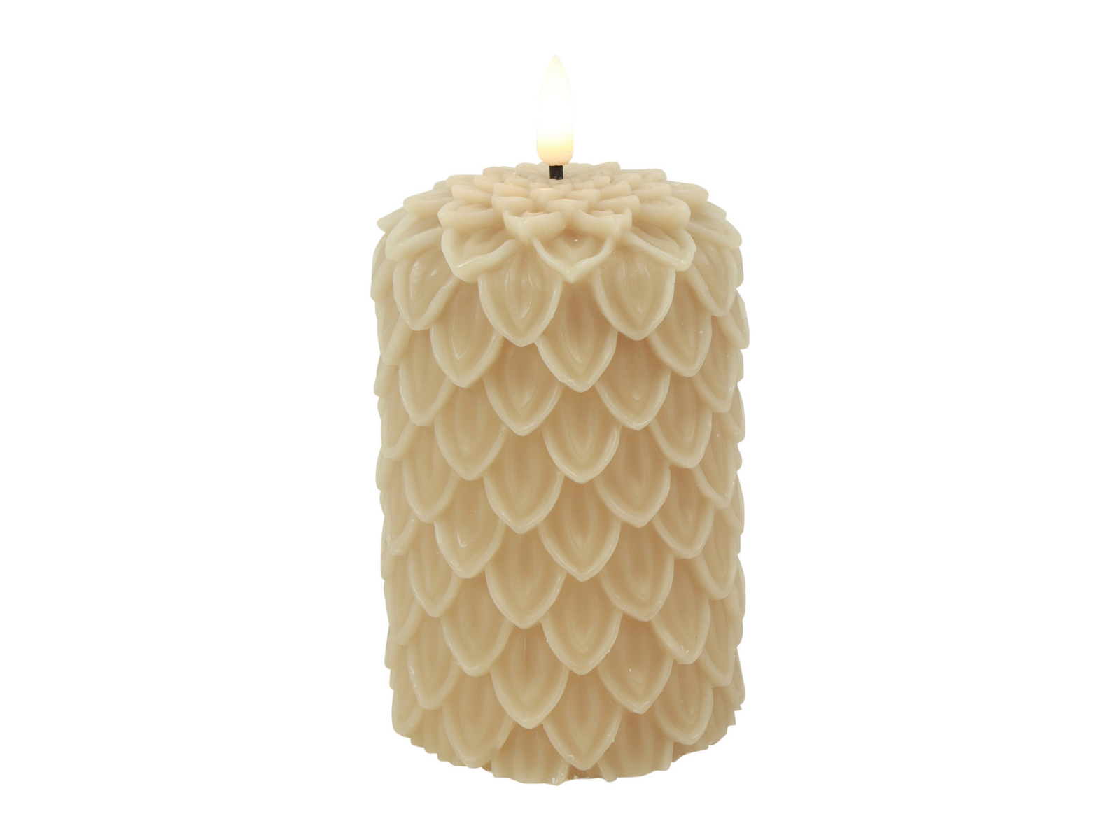 Decostar Tannenzapfen Kerze LED Lyon M beige 12,5cm