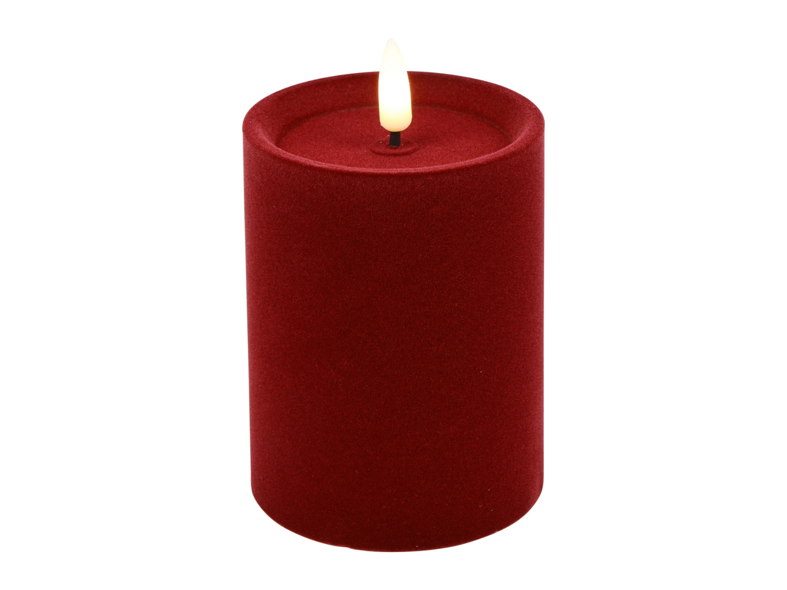 Decostar Stumpenkerze LED Velvet Lyon M dunkelrot 10cm