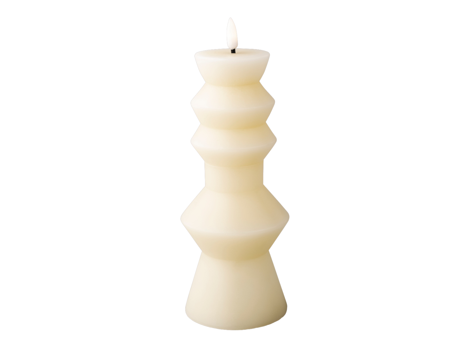 Lumineo LED Kerze Wachs creme/warmes weiss 23cm