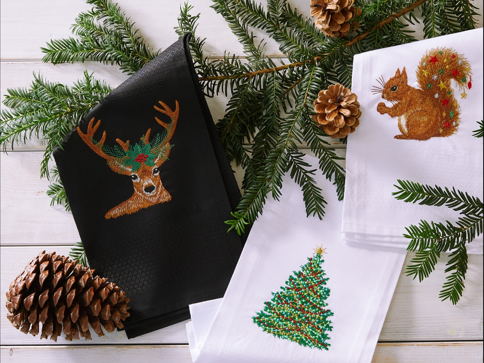 Vista Portuguese Geschirrtuch Advent Wreath schwarz 50x70cm - Produktbild 3