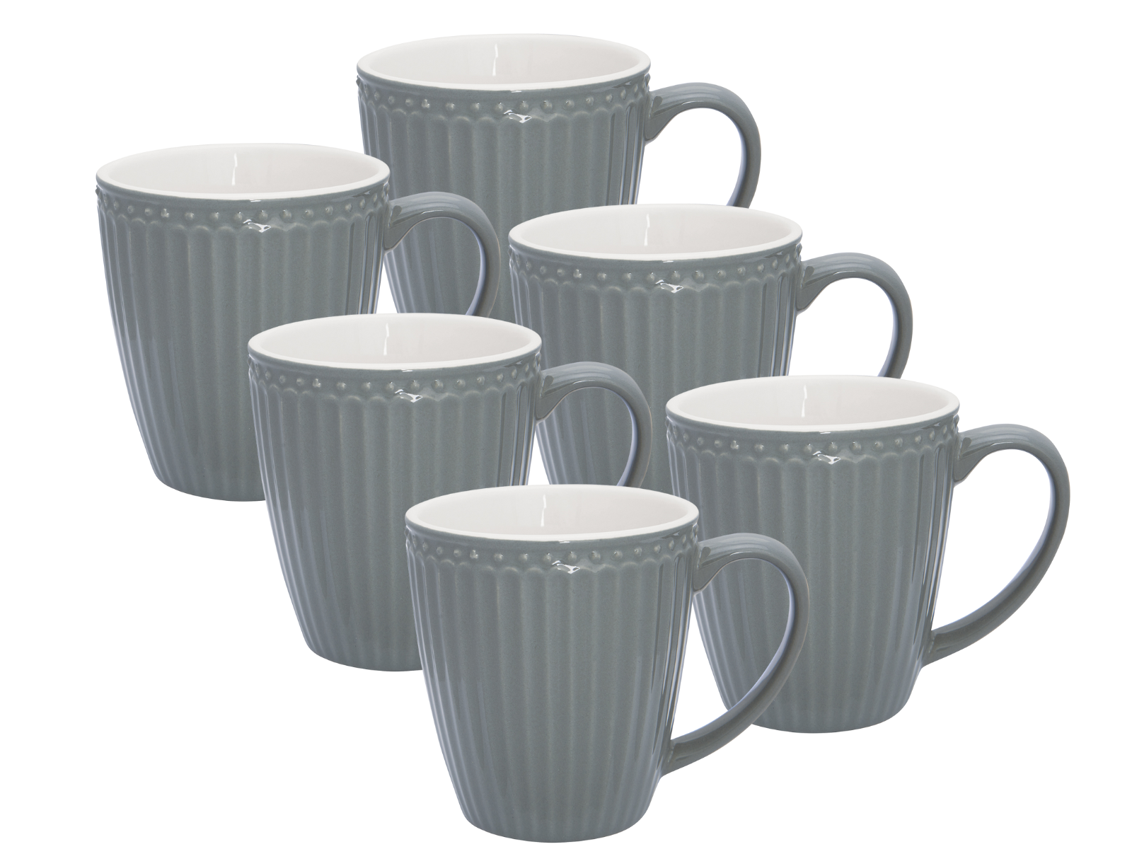 Greengate Alice Becher mit Henkel stone grey 0,4 l Set6