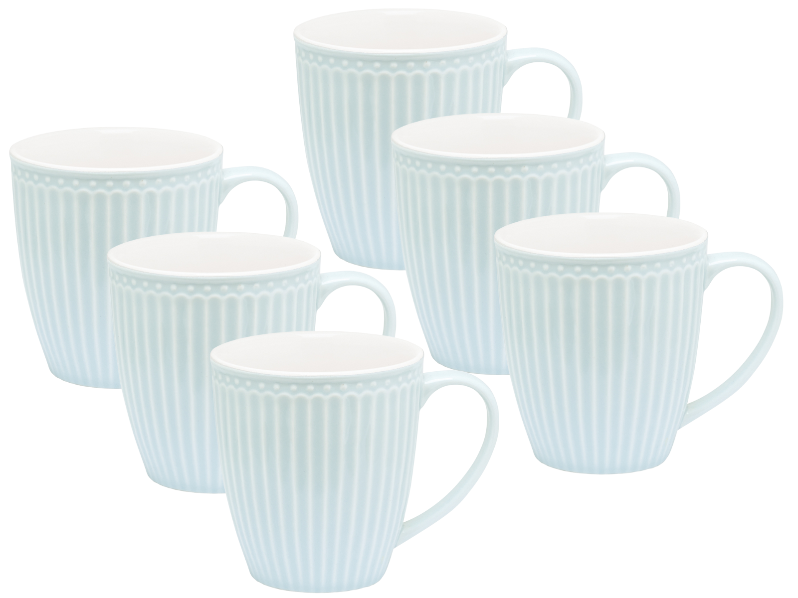 Greengate Alice Becher mit Henkel pale blue 0,4 l Set6