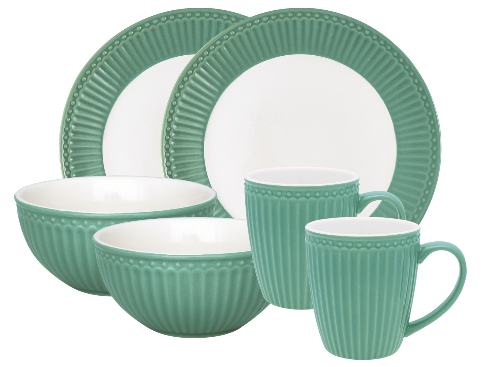 Greengate Alice Frühstücksset dusty green 6tlg