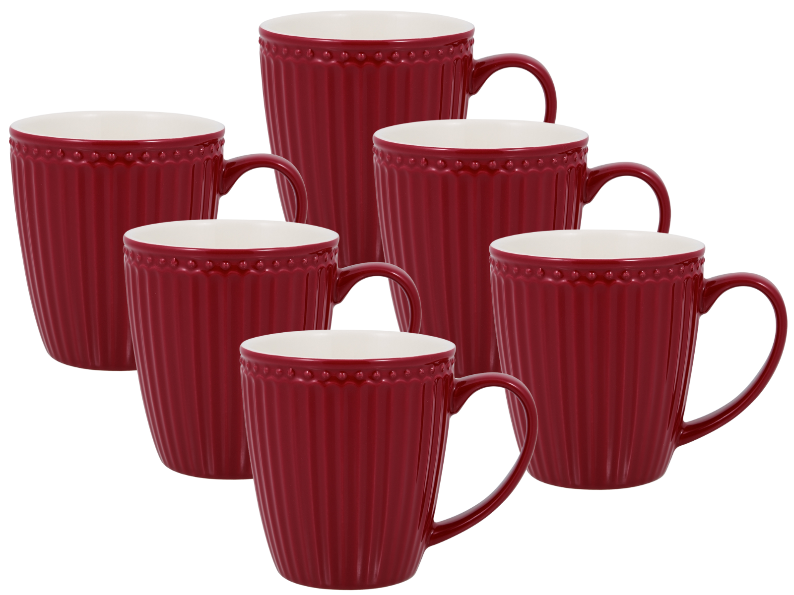 Greengate Alice Becher mit Henkel claret red 0,4 l Set6