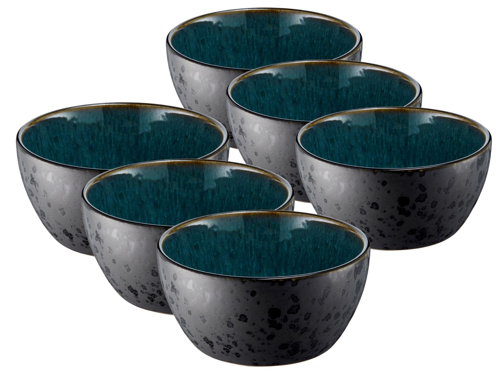 Bitz Bowl matt black / shiny green 12 cm Set6