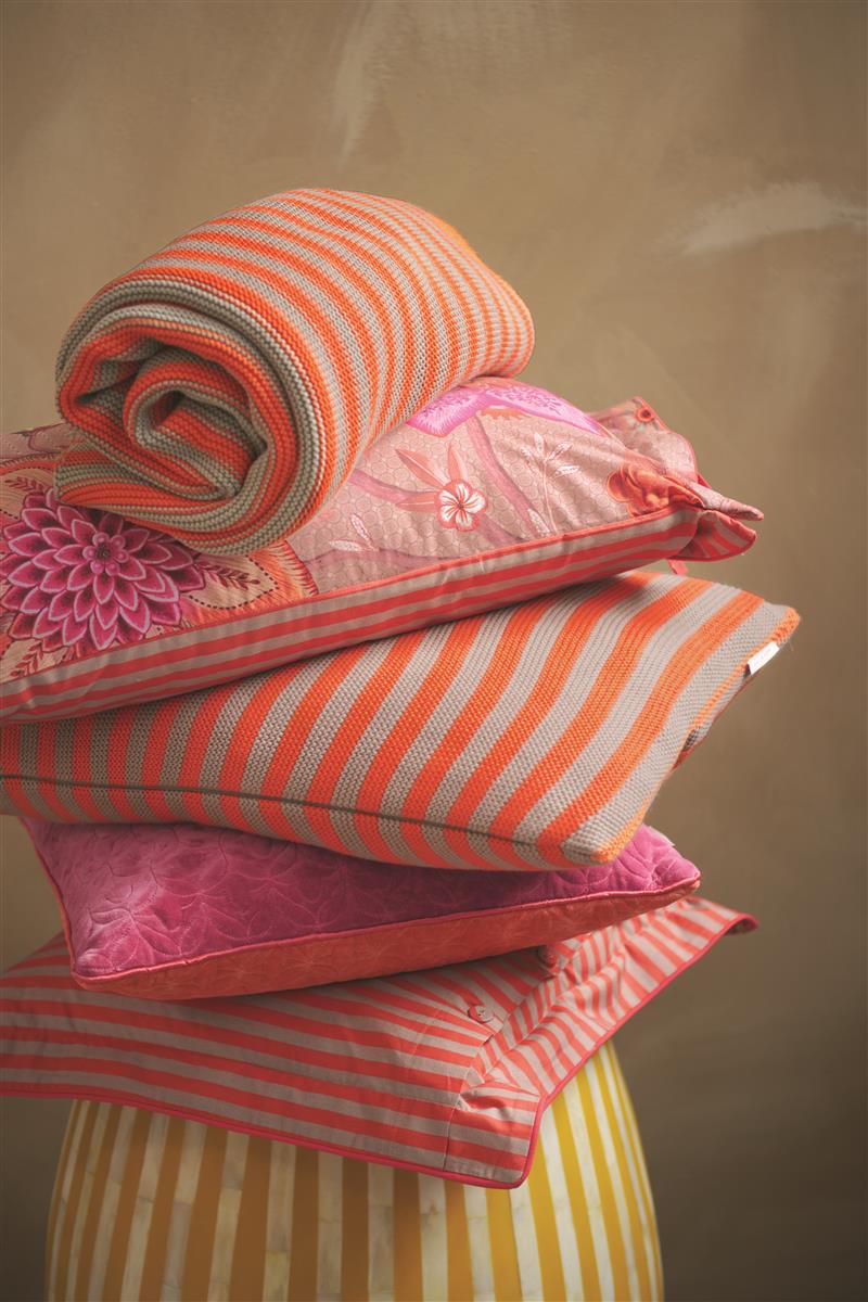 PIP STUDIO Bonsoir Stripe Tagesdecke gestrickt Throw orange 130x170 (1Stück) - Produktbild 3