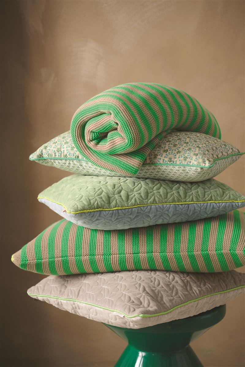 PIP STUDIO Bonsoir Stripe Tagesdecke gestrickt Throw green 130x170cm (1Stück) - Produktbild 5