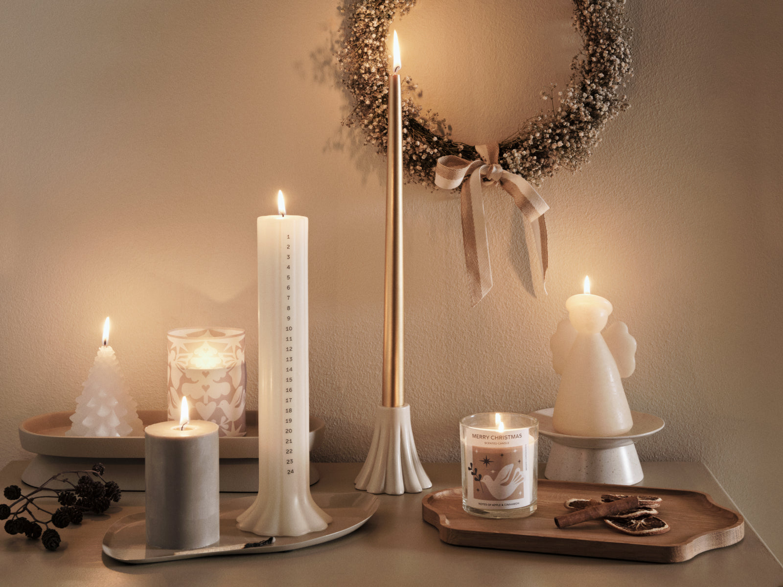 Broste Copenhagen Heli Kalenderlicht weiß 30cm - Produktbild 2
