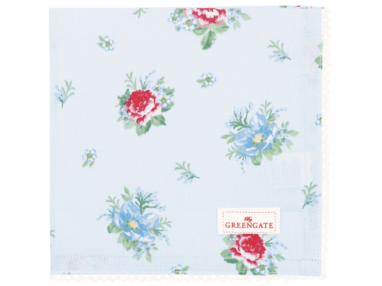 Greengate Alivia Stoffserviette mit Spitze pale blue 40x40cm