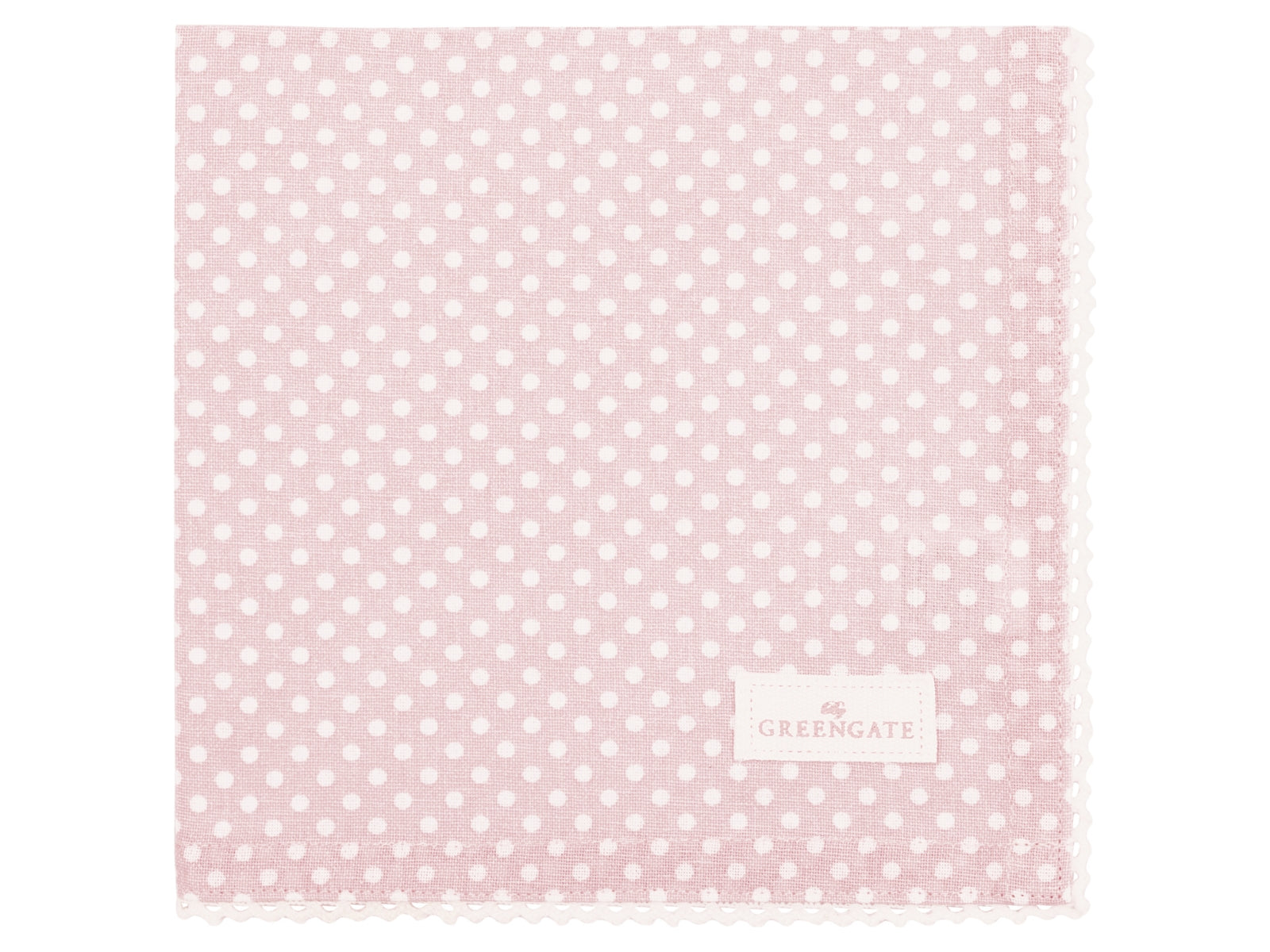 Greengate Dotty Stoffserviette mit Spitze pale pink 40x40cm