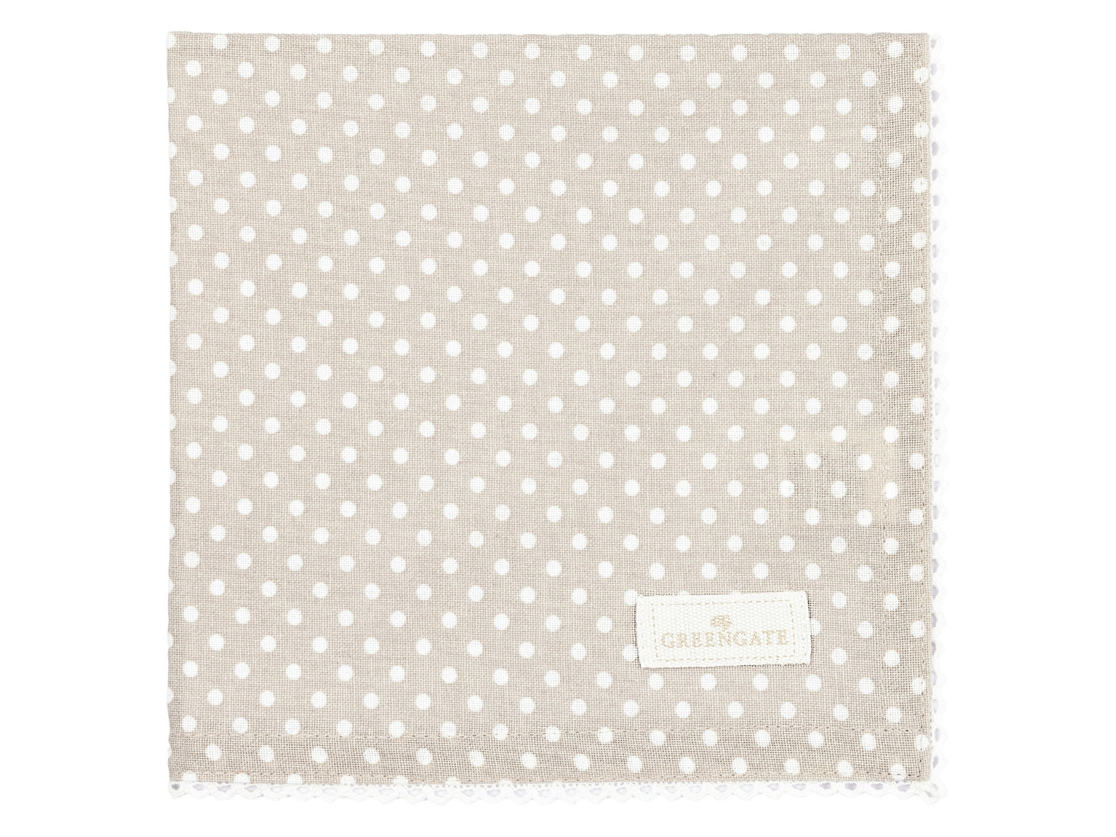 Greengate Dotty Stoffserviette mit Spitze beige 40x40cm