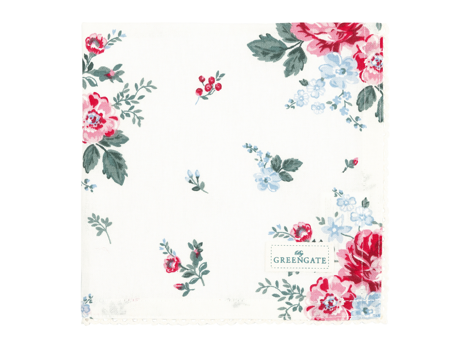 Greengate Erica Stoffserviette mit Spitze weiß 40x40cm - Produktbild 1