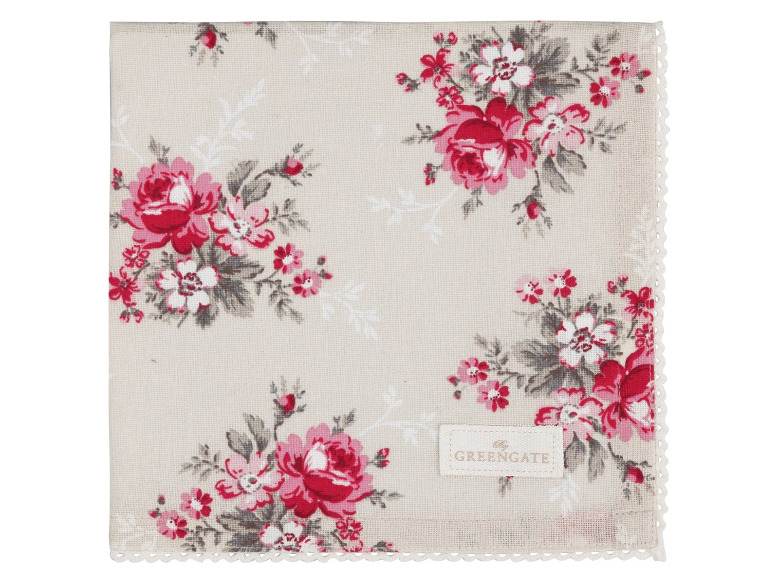 Greengate Marie Stoffserviette mit Spitze beige 40x40cm