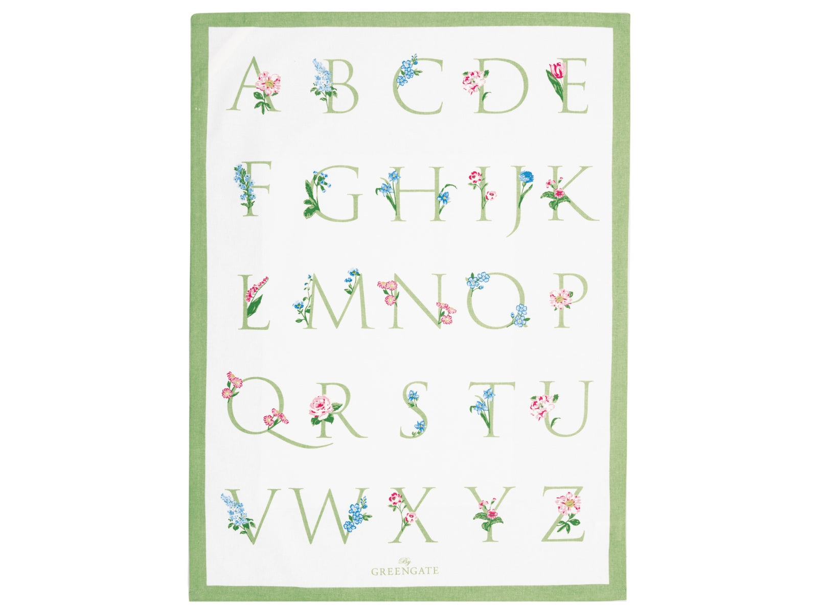 Greengate Agnes Geschirrtuch bedruckt letter white 70x50cm