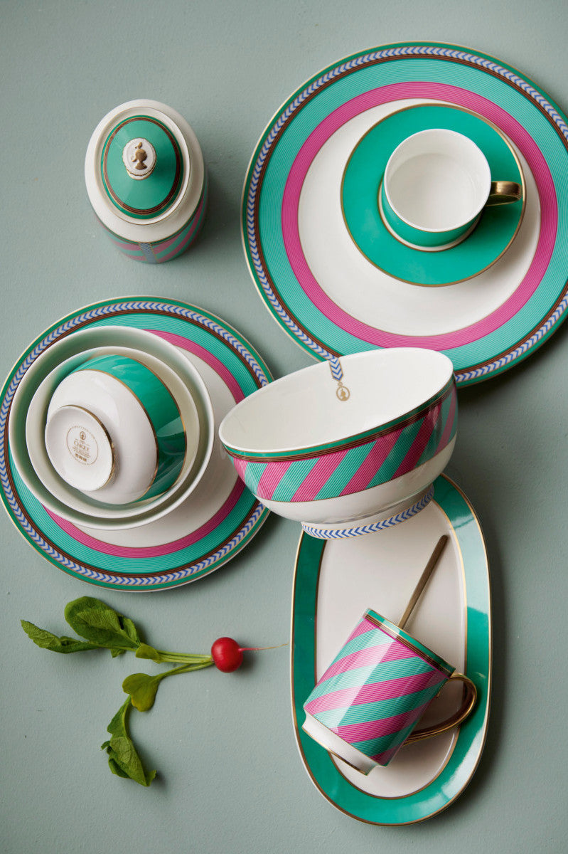 PIP STUDIO Chique Stripes Suppenteller pink-green 23,5cm - Produktbild 3