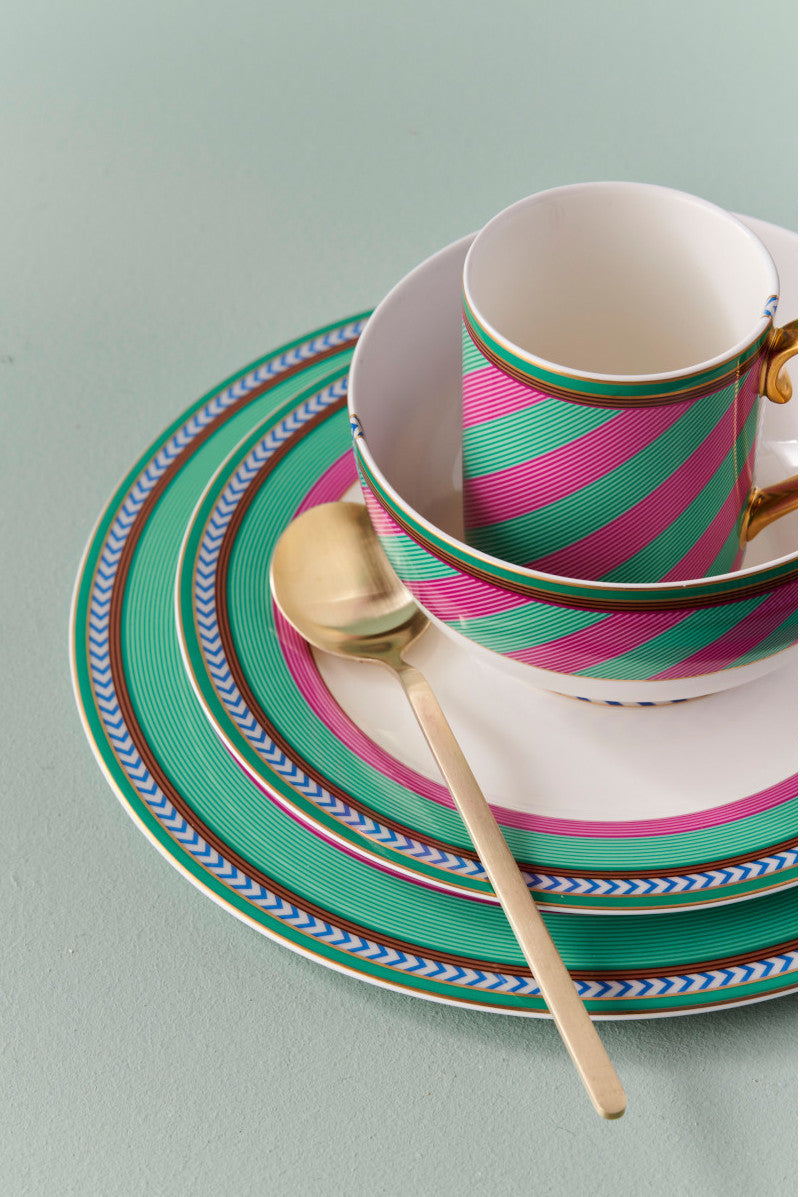PIP STUDIO Chique Stripes Suppenteller pink-green 23,5cm - Produktbild 4