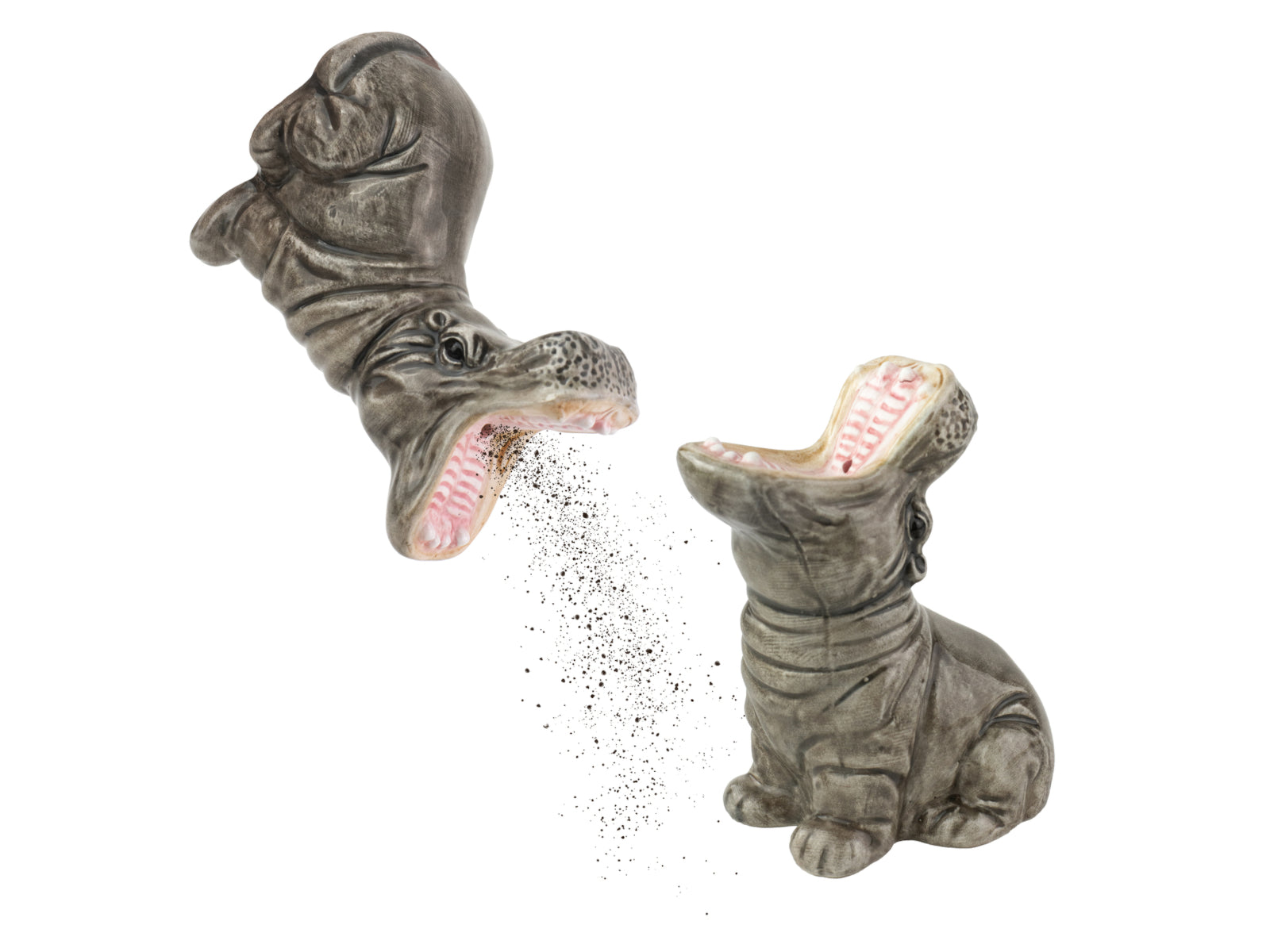 Donkey Products Hungry Hippos Salz- und Pefferstreuer-Set grau - Produktbild 2