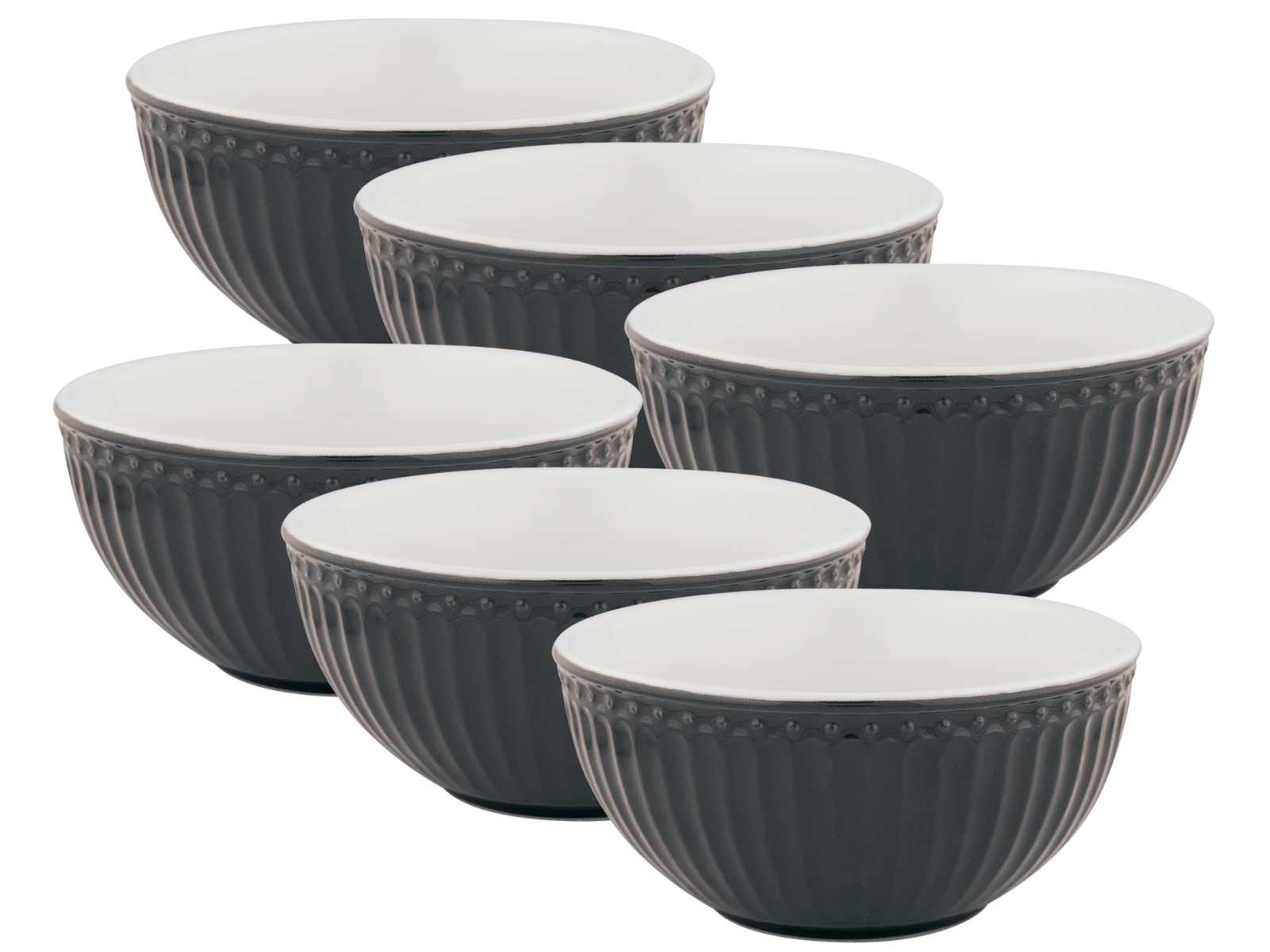 Greengate Alice Müslischale dark grey 14 cm Set6