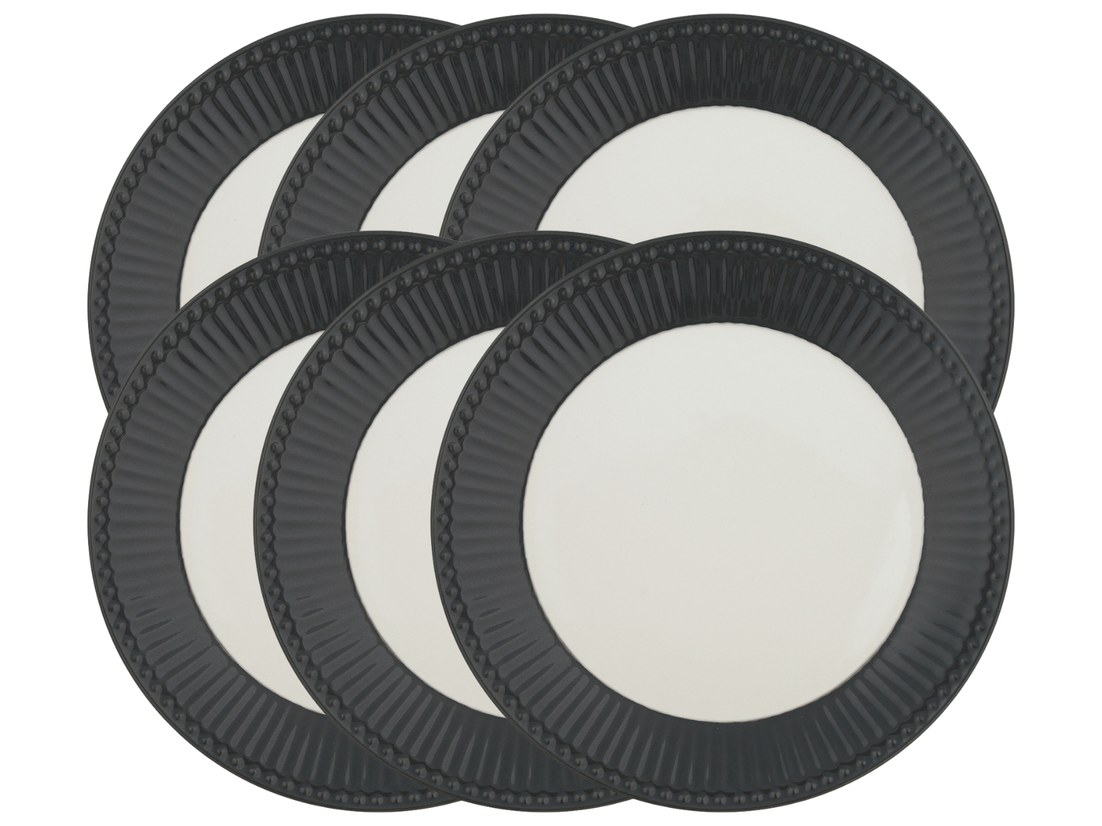 Greengate Alice Frühstücksteller dark grey 23 cm Set6