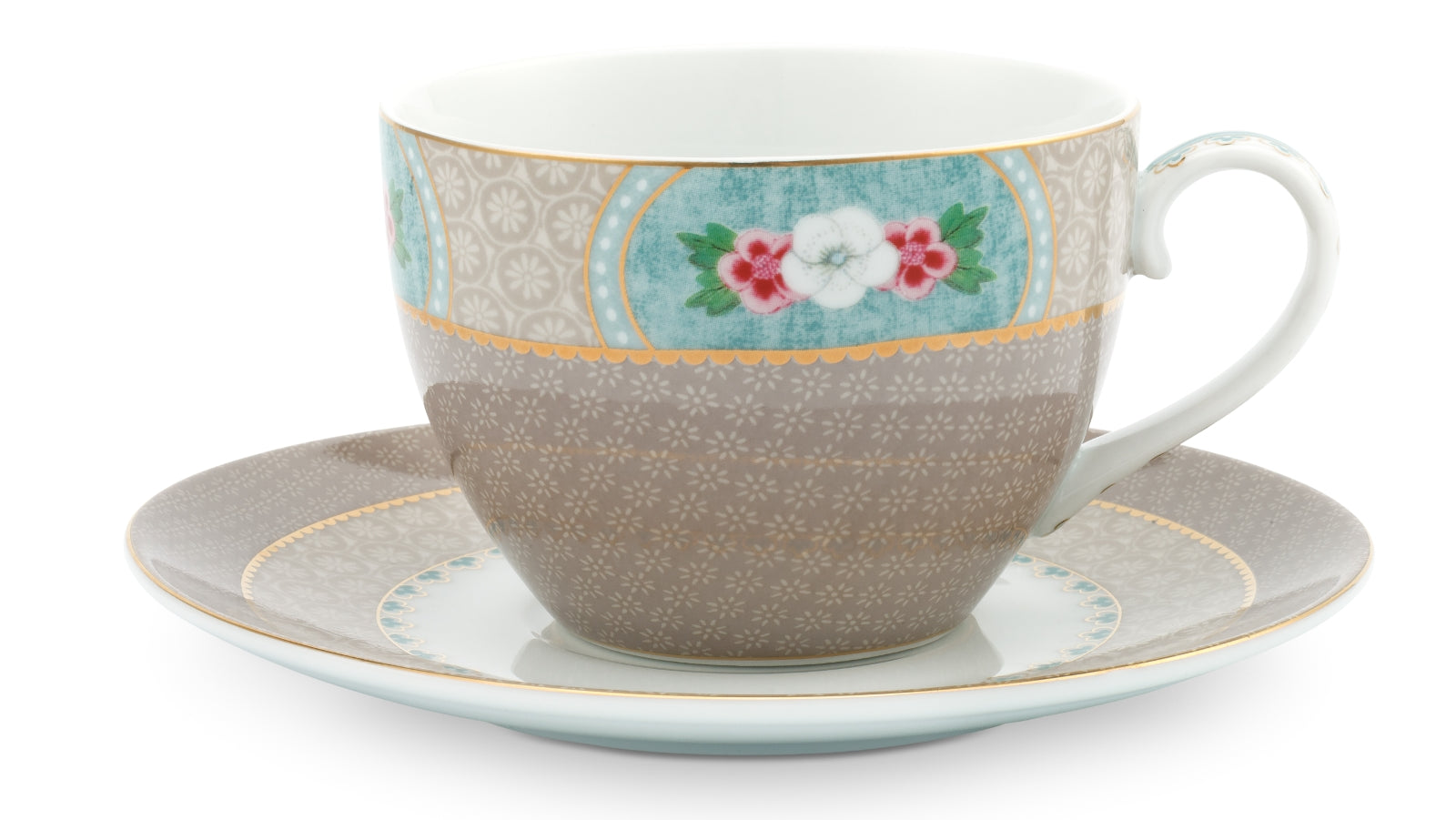 PIP STUDIO Blushing Birds Tasse mit Untertasse kahki 0,3l