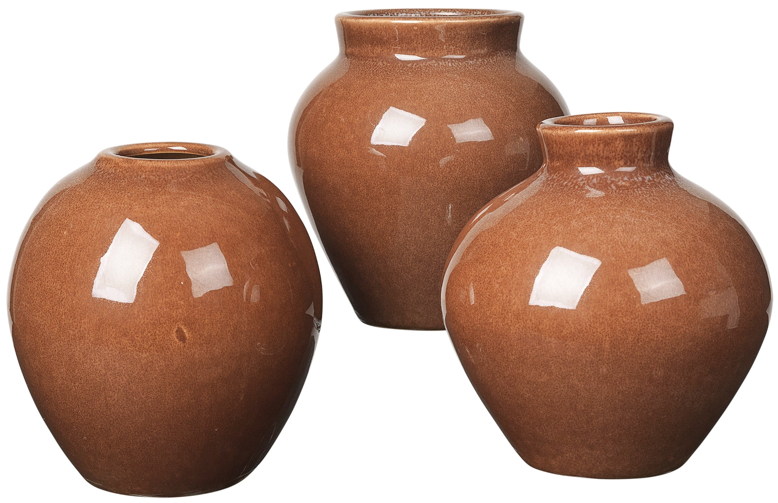 Broste Copenhagen Ingrid Vase S Set 3tlg. Keramik Caramel Cafe - Produktbild 1