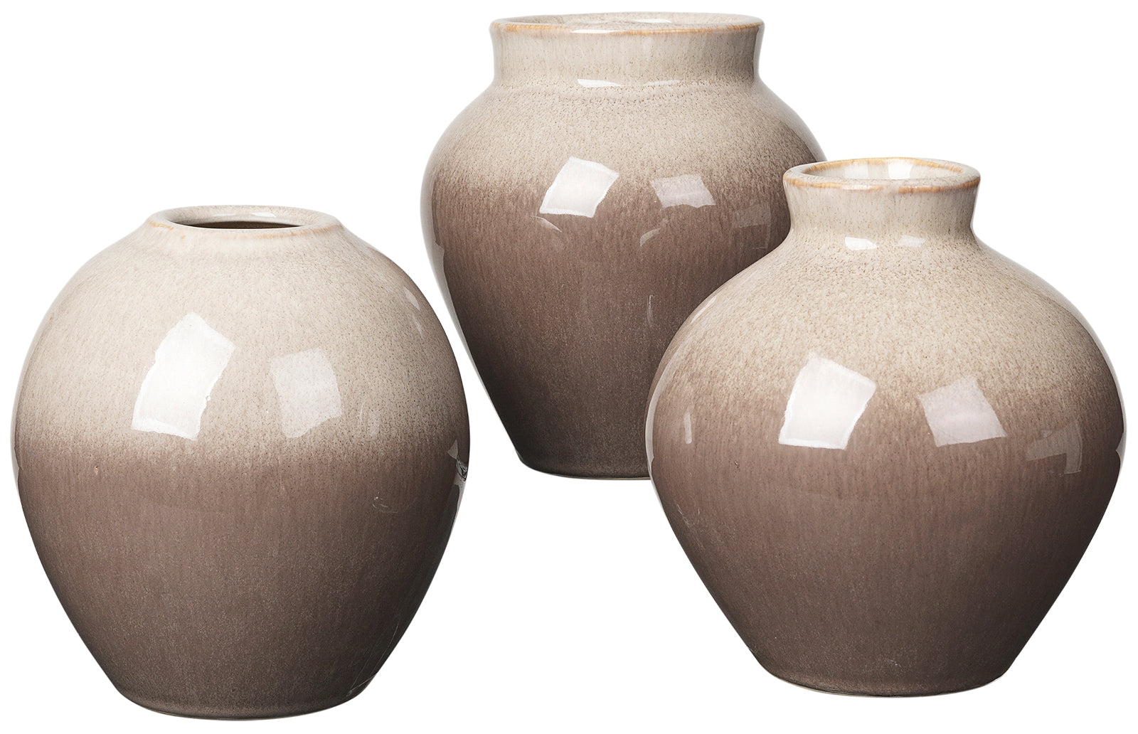Broste Copenhagen Ingrid Vase Set 3tlg. Keramik Simple Taupe / Brown - Produktbild 1