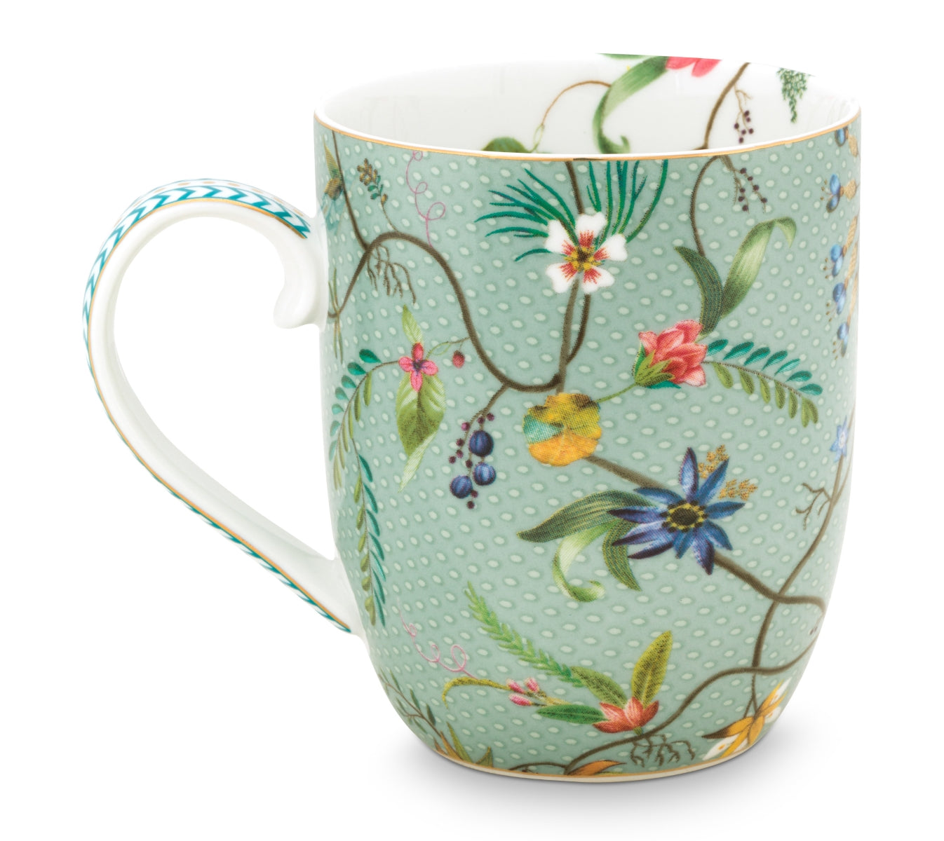 PIP STUDIO Jolie Flowers Blue Becher mit Henkel klein 0,145 l - Produktbild 2