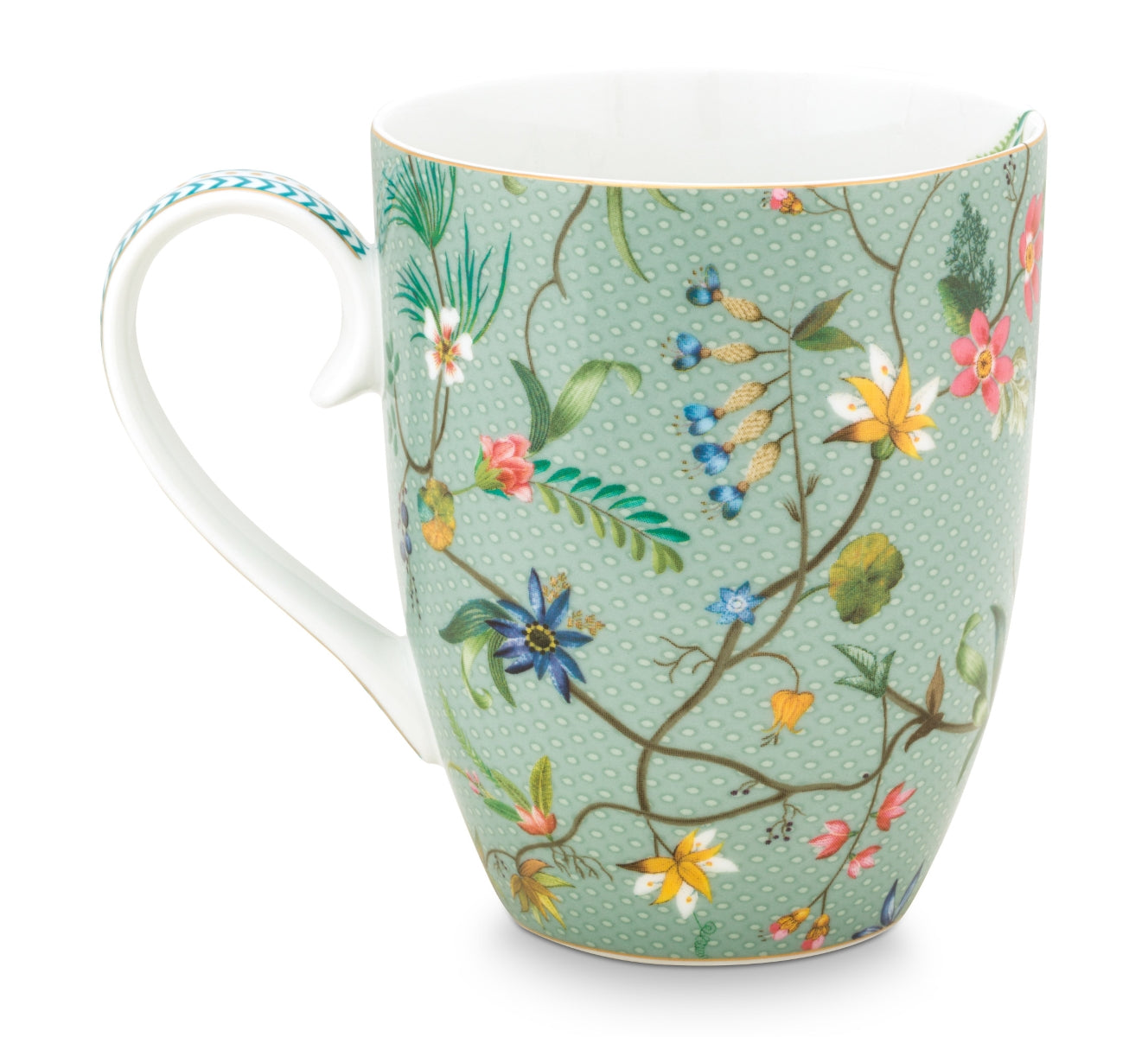 PIP STUDIO Jolie Flowers Blue Becher mit Henkel gross 0,35 l - Produktbild 2