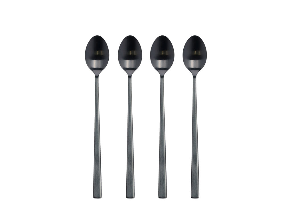 Bitz Lattelöffelset schwarz matt 20 cm 4tlg.