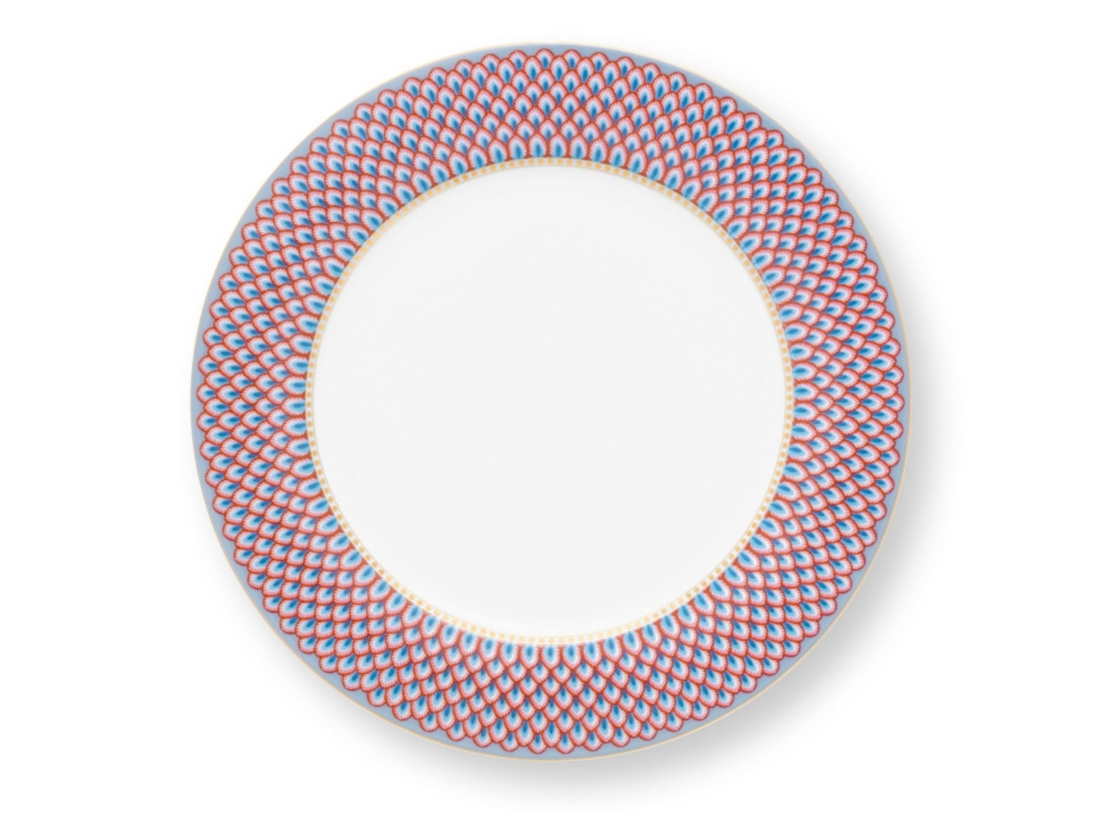 PIP STUDIO Flower Fest. Scallop Teller LightBlue/red 26,5cm
