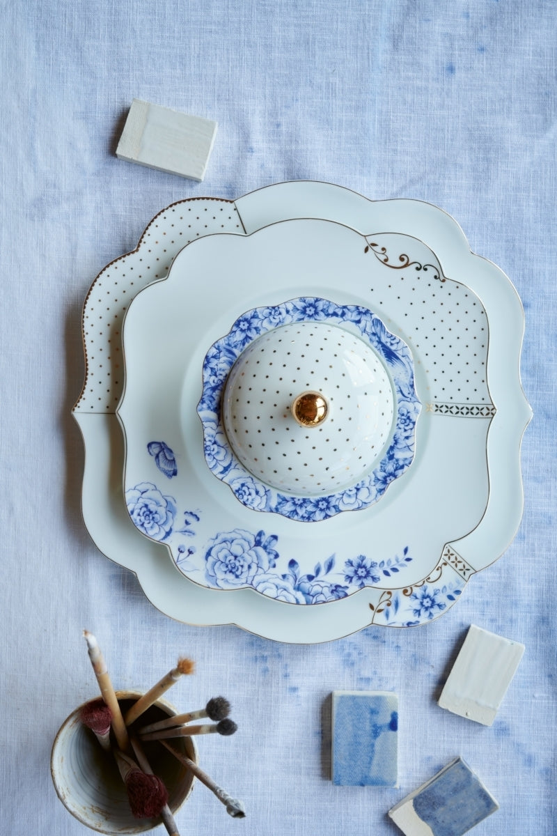 PIP STUDIO Royal Yerseke Servierplatte white blue 22 cm - Produktbild 4