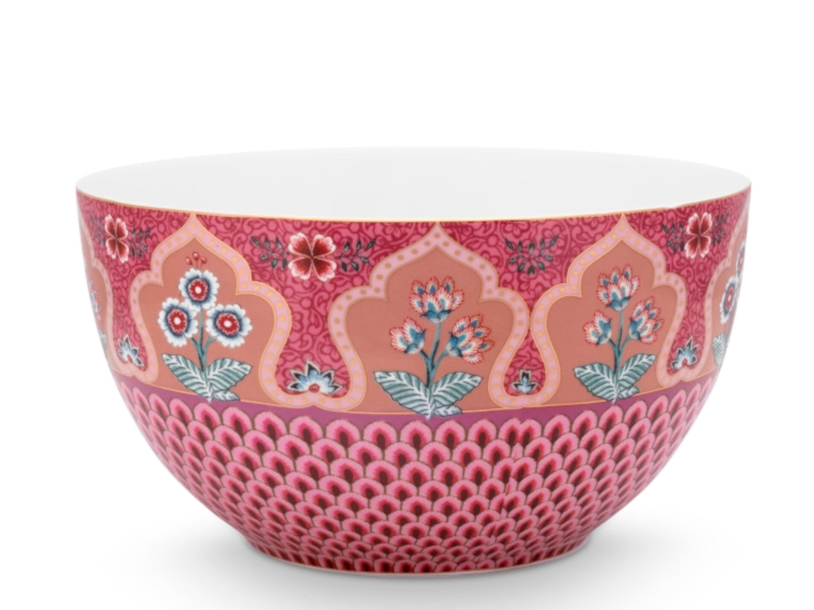 PIP STUDIO Flower Festival scallop deco Bowl dark pink 18 cm
