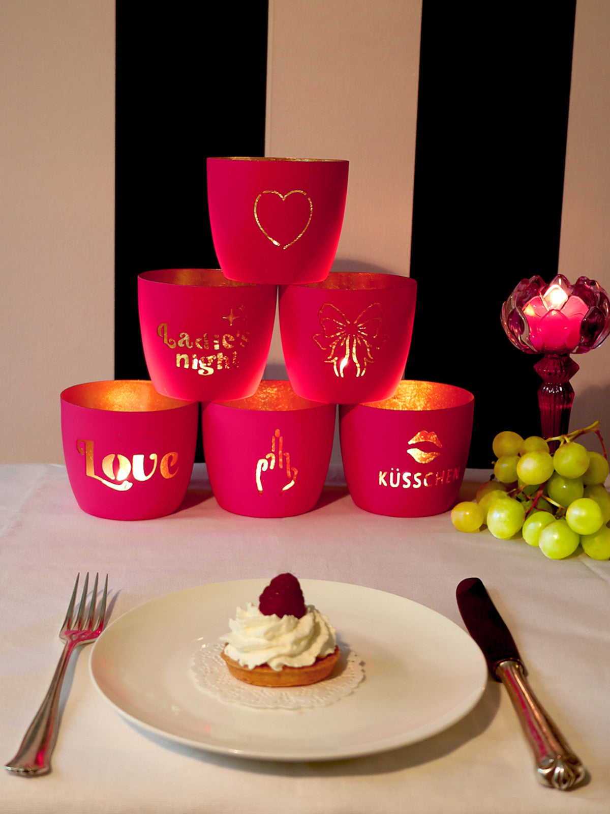 Giftcompany Madras Windlicht M Herz hot pink/gold 8,5cm - Produktbild 2