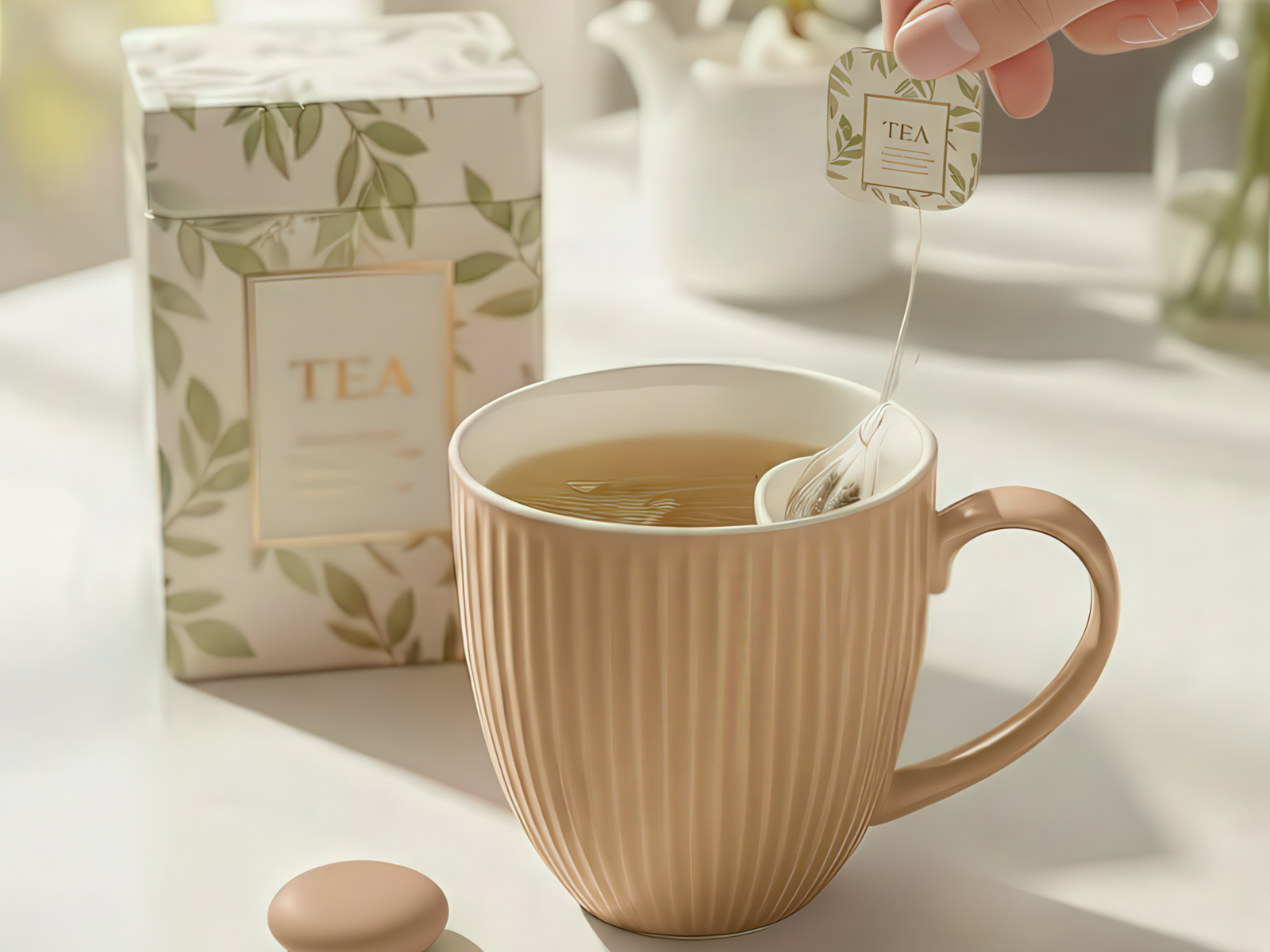 Cangoo Cup® Embossed Beige Teebecher mit Beutelablage 0,33l - Produktbild 3