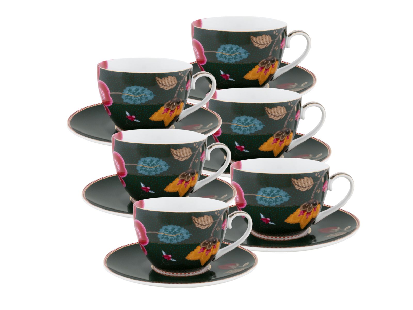 PIP STUDIO Fantasy Green Tasse mit Untertasse 280ml Set6