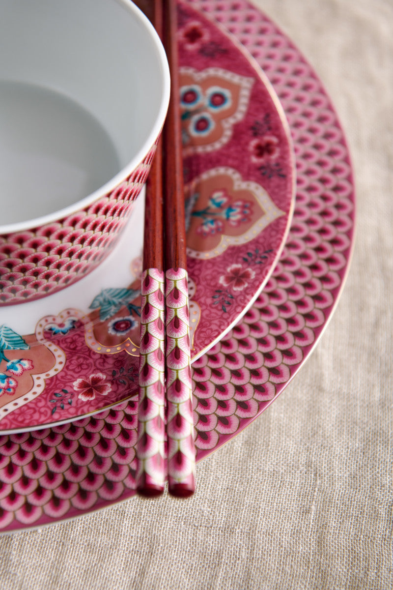 PIP STUDIO Flower Festival Oriental Geschenkset Schalen und Essstäbchen dark pink 15cm - Produktbild 9