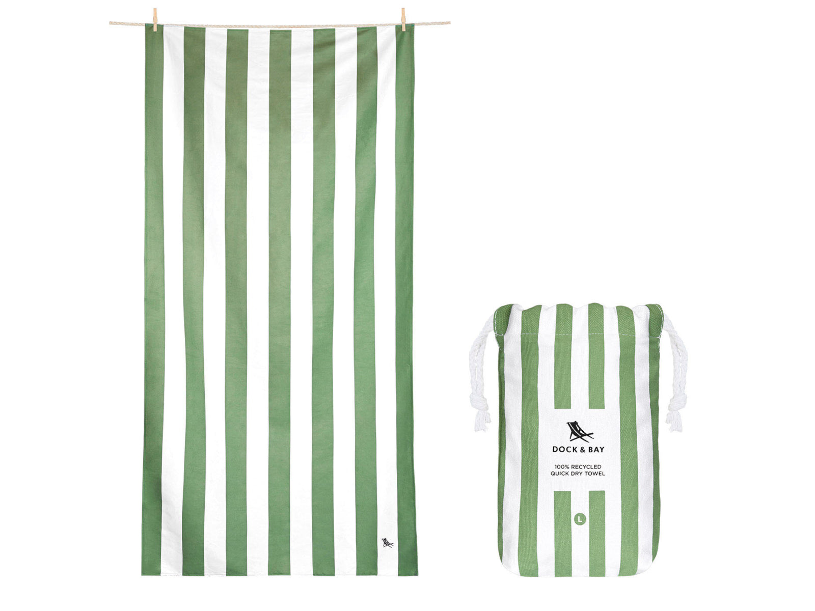 Dock & Bay Beach Towel L Cayman Olive 160x90cm
