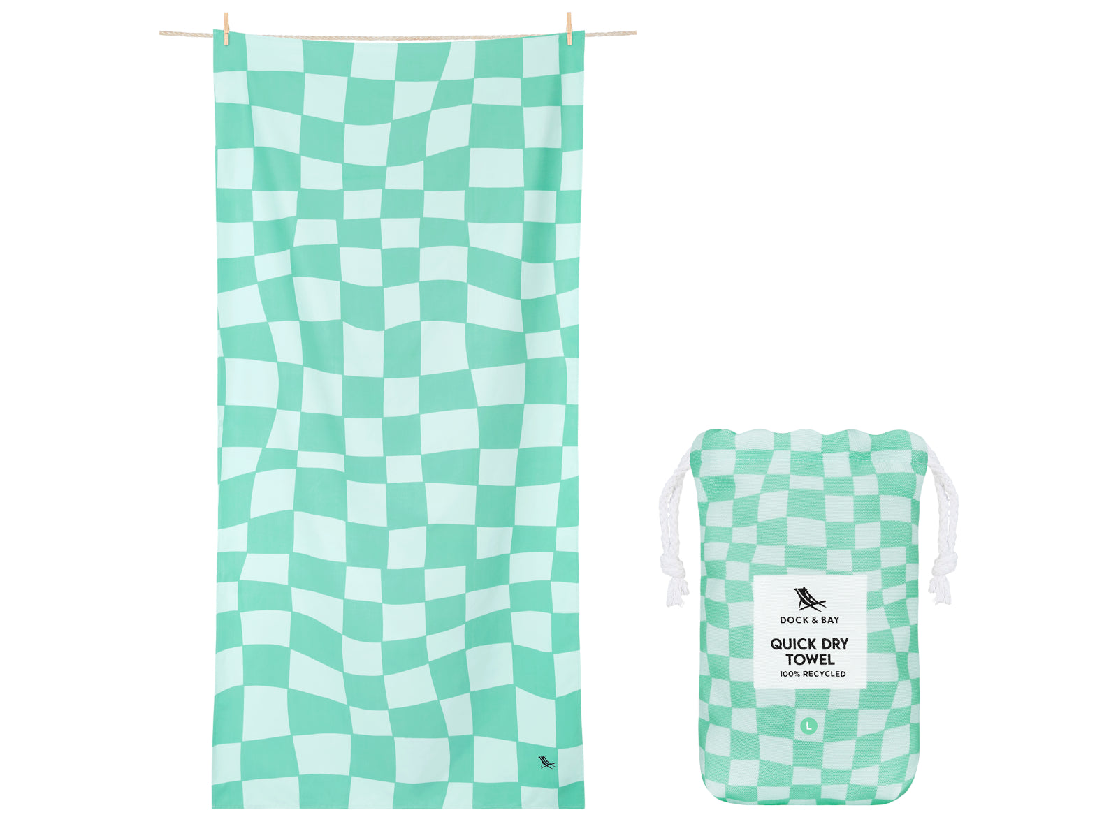 Dock & Bay Beach Towel L Check Mate 160x90cm