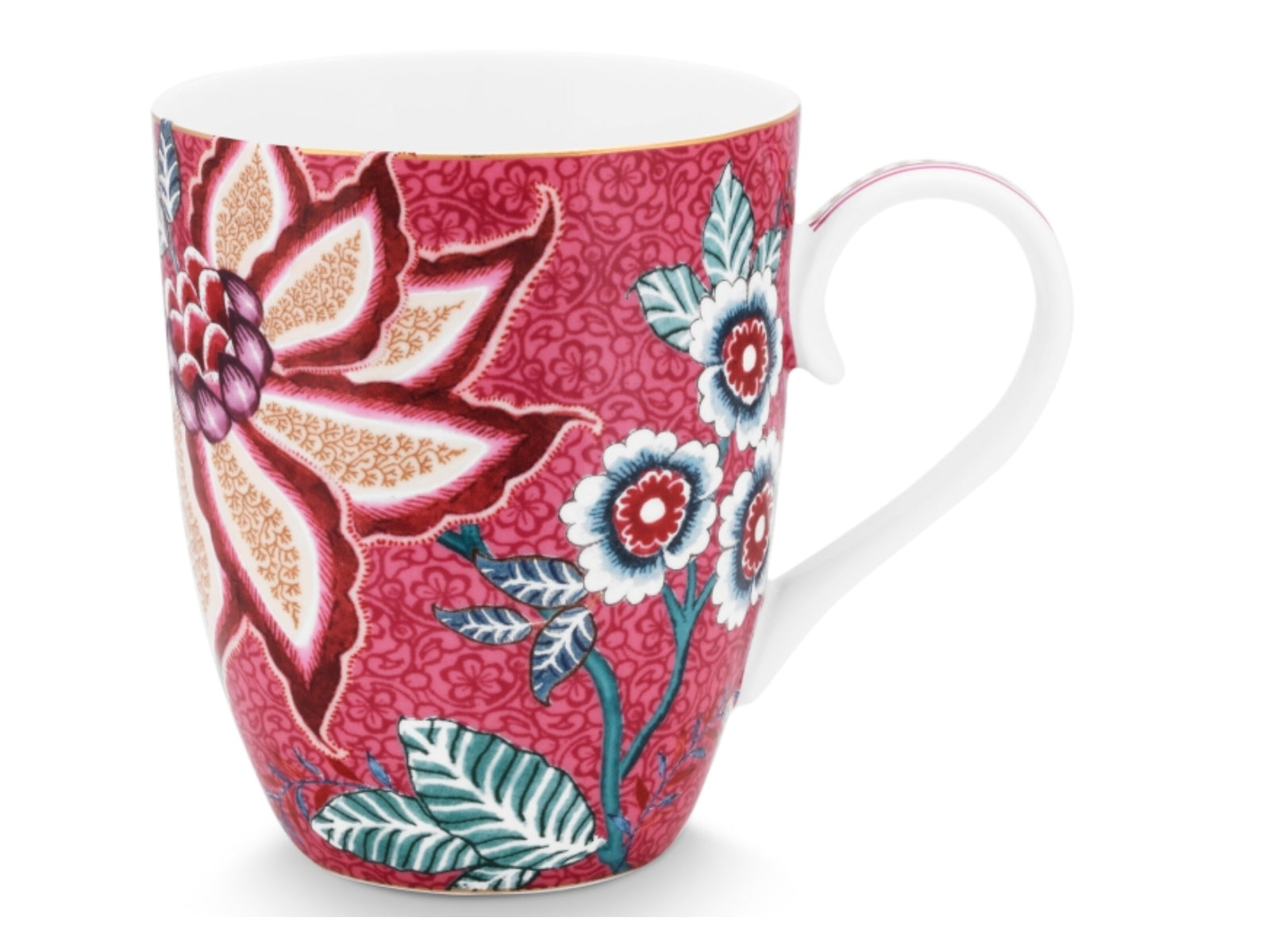 PIP STUDIO Flower Festival Henkelbecher dark pink 350 ml