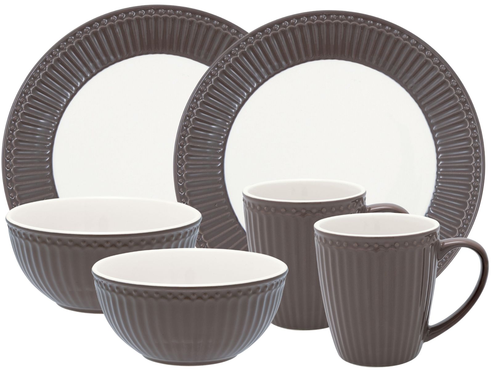 Greengate Alice Frühstücksset dark chocolate 6tlg