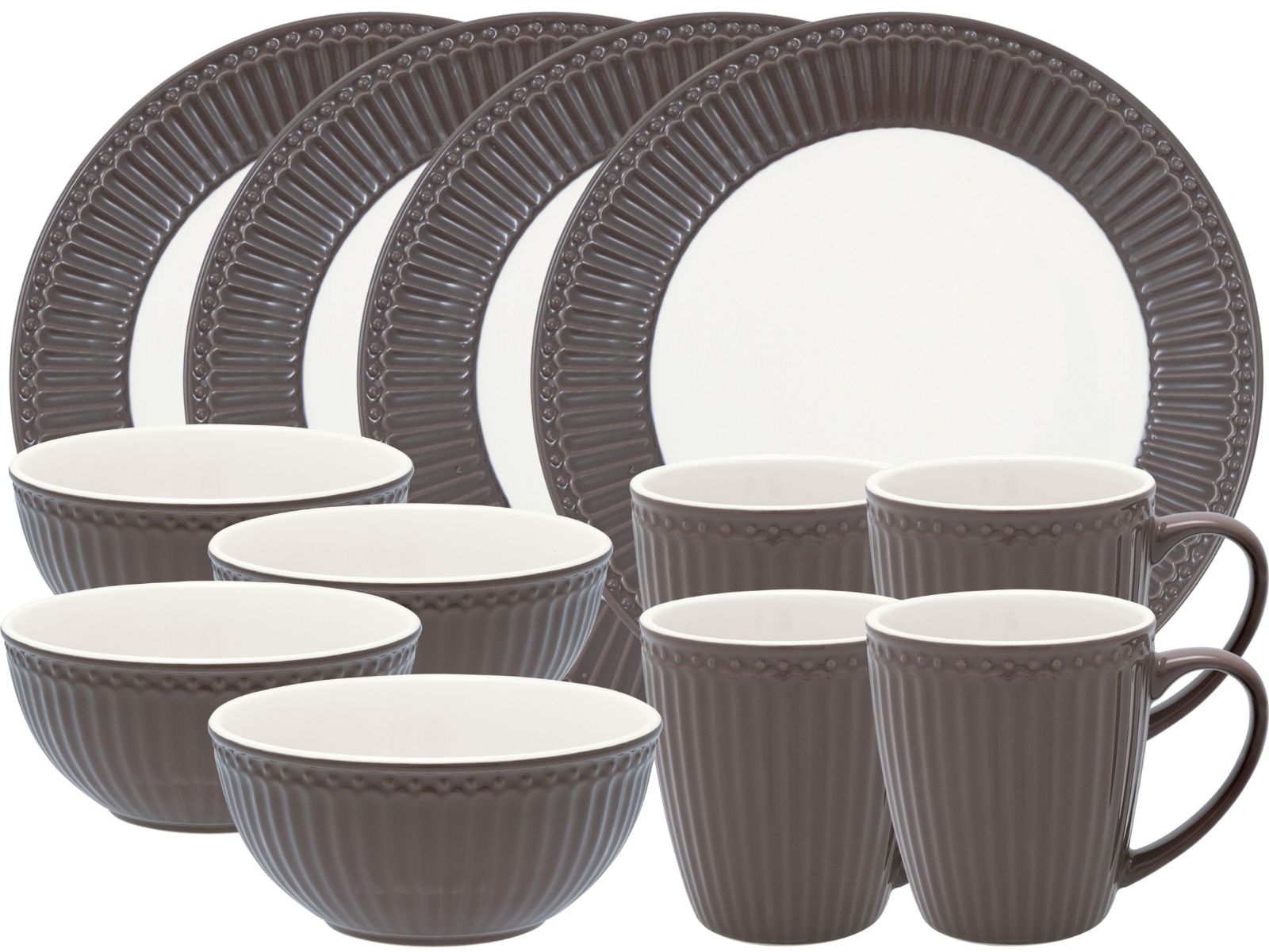 Greengate Alice Frühstücksset dark chocolate 12tlg