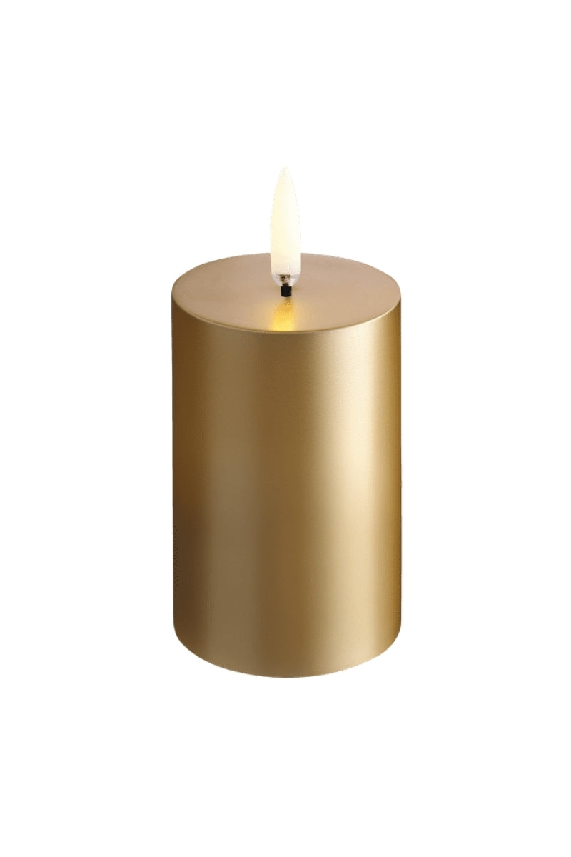 UYUNI LIGHTNING Pillar LED-Kerze Smooth gold finish 7,5cm - Produktbild 1