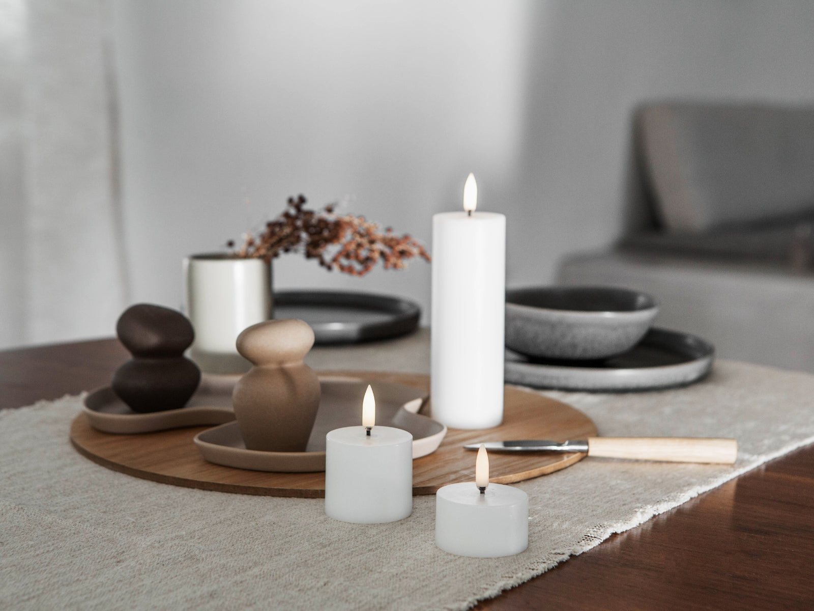 UYUNI LIGHTING Pillar LED-Kerze Smooth nordic white 5x7,5cm - Produktbild 2