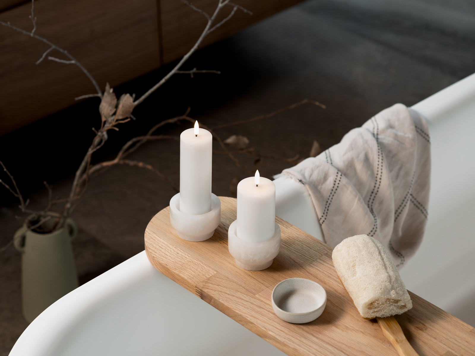 UYUNI LIGHTING Pillar LED-Kerze Smooth nordic white 5x4,5cm - Produktbild 3
