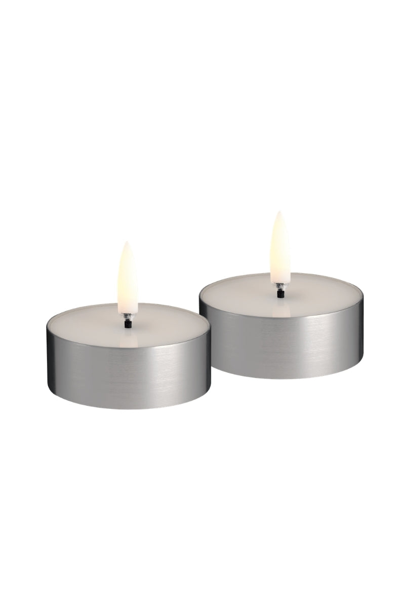 UYUNI LIGHTNING LED-Teelicht metal silver finish 2er Set Ø6,3x2,3cm - Produktbild 1