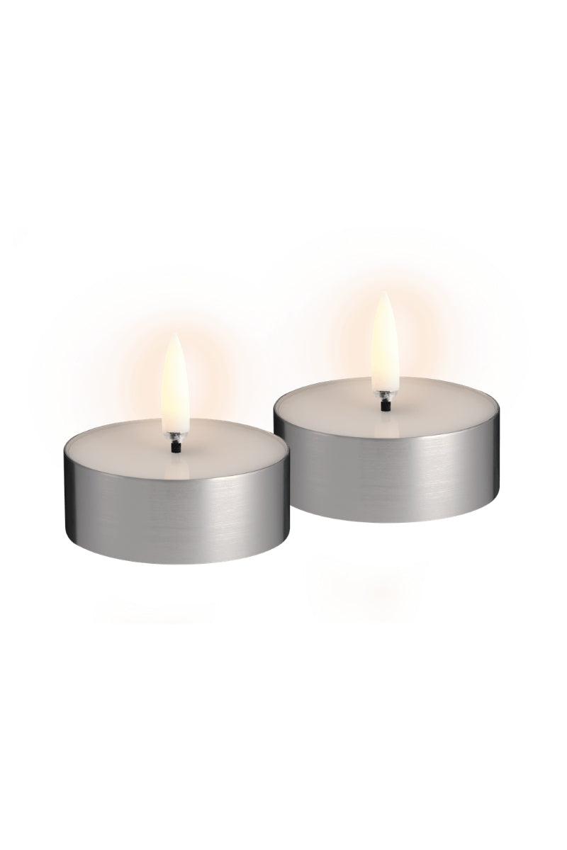 UYUNI LIGHTNING LED-Teelicht metal silver finish 2er Set Ø6,3x2,3cm - Produktbild 2