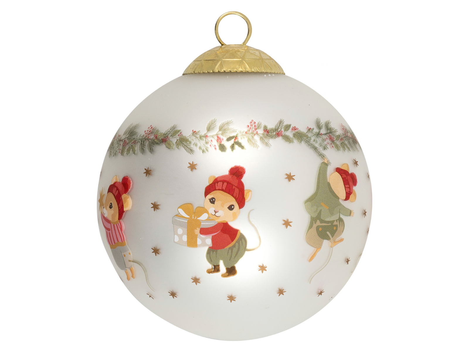 Greengate Joanni Christbaumkugel Glas weiß 8cm - Produktbild 1